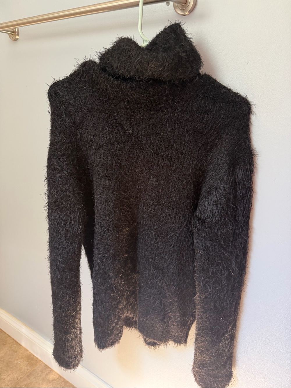 Sugar + Lips Black Fuzzy Turtleneck Sweater